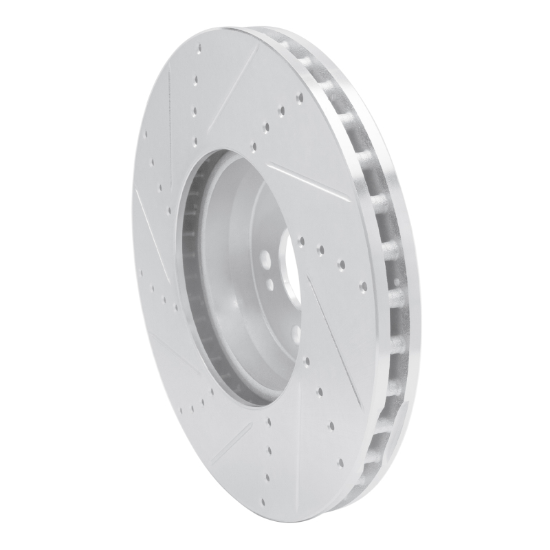 Mercedes-Benz C350E Brake Rotor (1) - Front Right - R1 Concepts - Drilled & Slotted - Silver - `15-`23